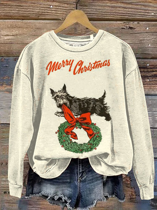 Christmas Cat Art Print Casual Sweatshirt