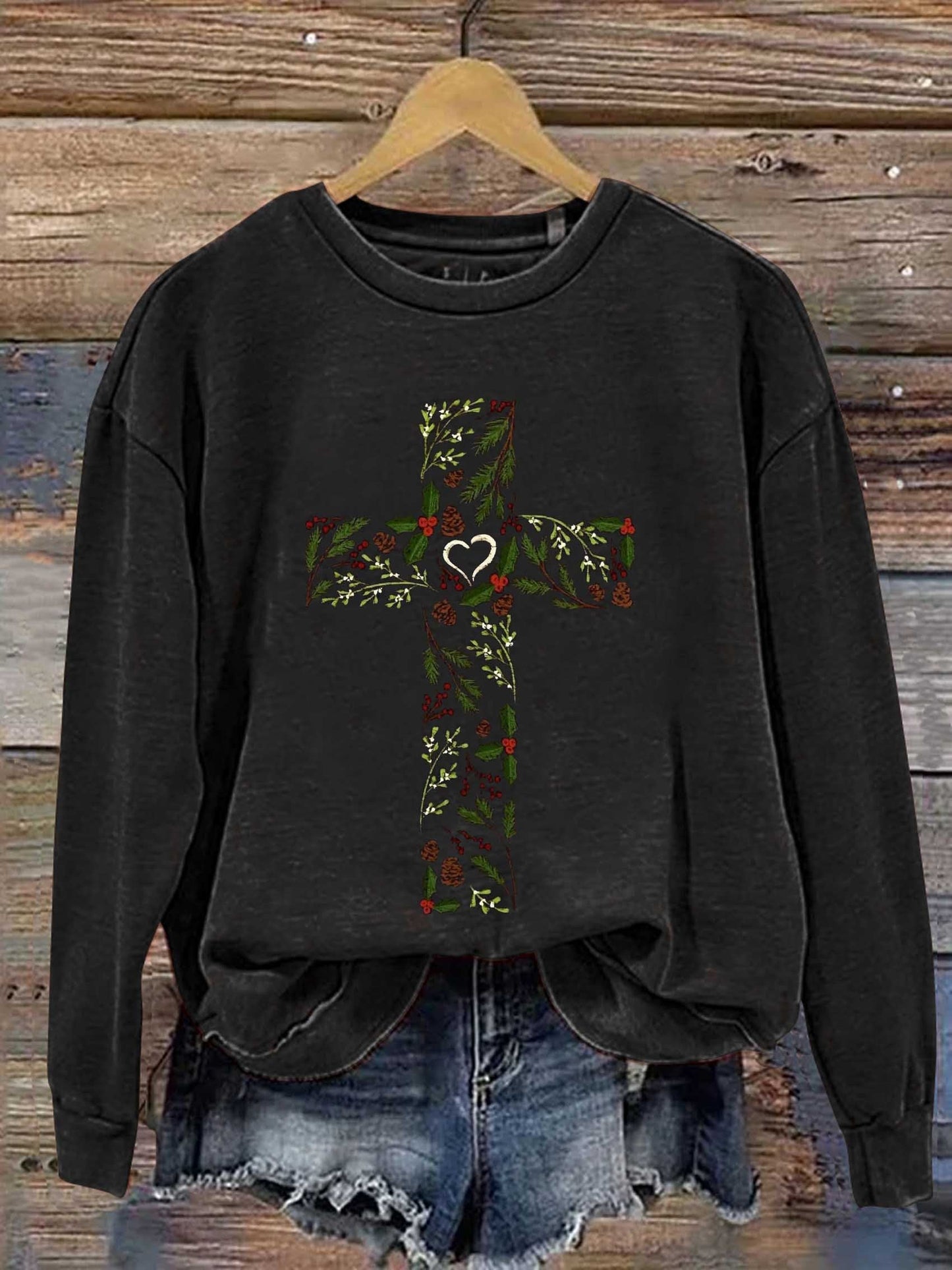 Merry Christmas Christmas Cross Art Casual Sweatshirt