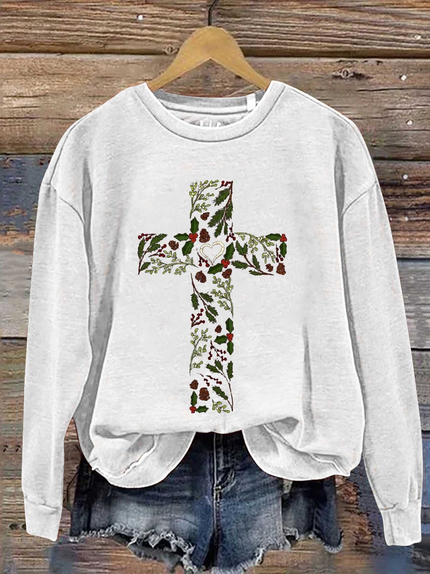 Merry Christmas Christmas Cross Art Casual Sweatshirt