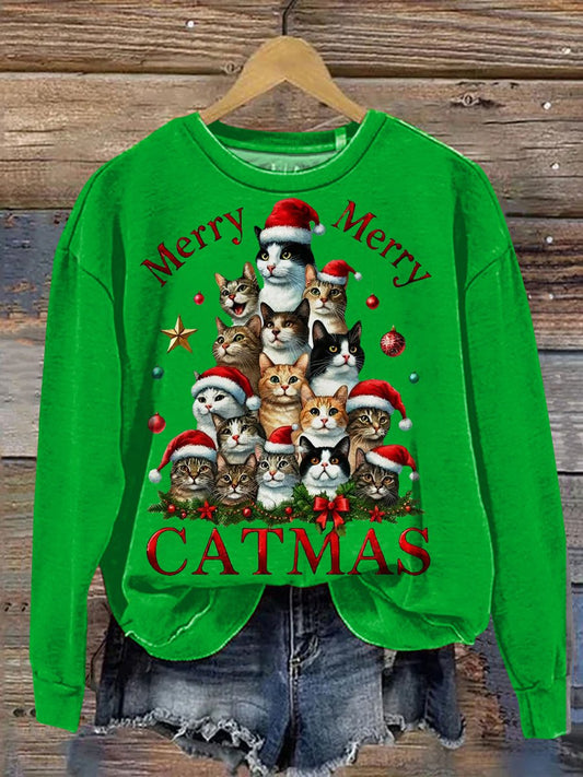 Christmas Cute Cats Art Print Casual Sweatshirt