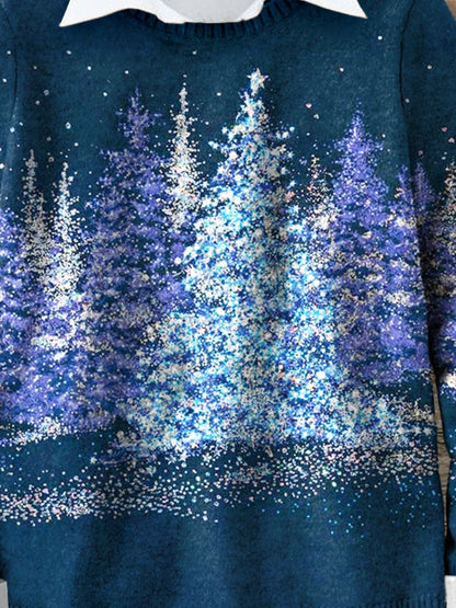 Christmas Light Tree Art Print Knit Pullover Sweater